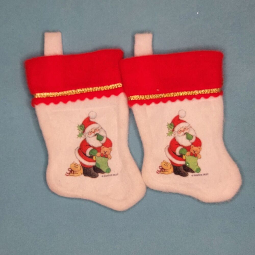 Small Santa Claus Stockings Lot Of 2 Each 6 In